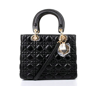 lady dior lambskin leather bag 6322 black with gold hardware